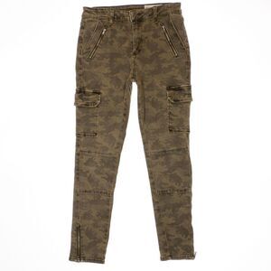 Wish List Jeans Womens M Cargo Jegging Camouflage Zip Ankles Stretch 27x25.5
